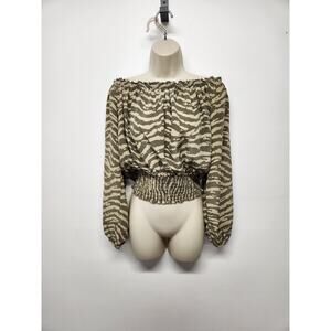 Michael Michael Kors Women's 100% Silk Off The Shoulders Blouse, Size XS, Green